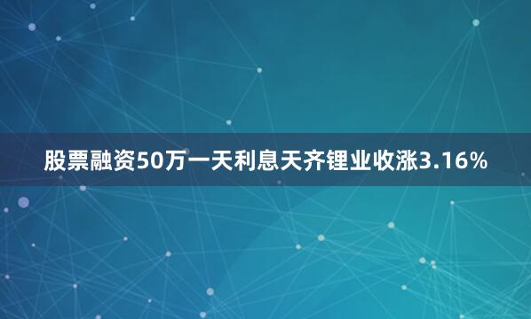 股票融资50万一天利息天齐锂业收涨3.16%